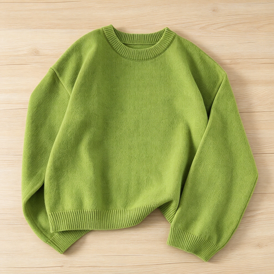 Women's Crewneck Solid Oversized Pullover Sweater - Image 2