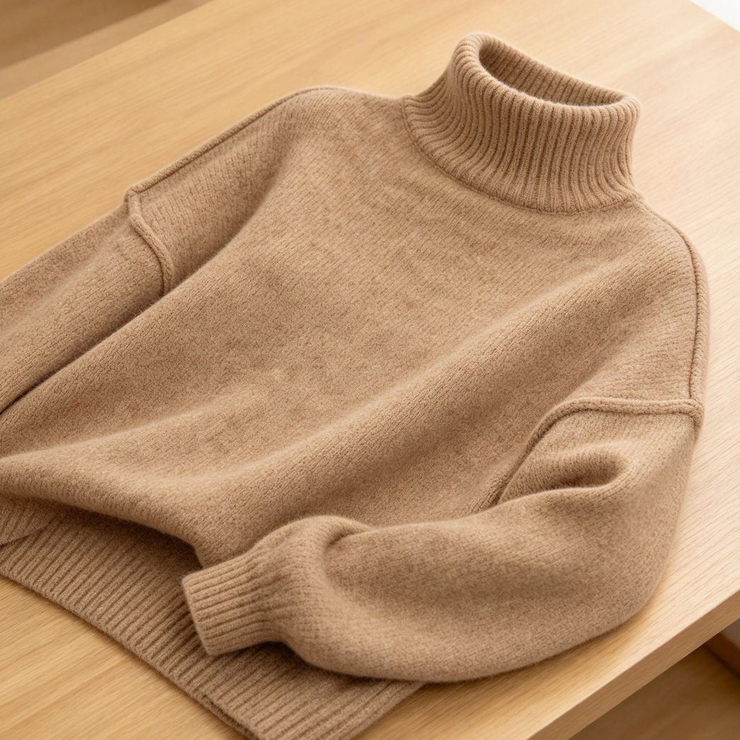 Women's Mock Neck Chunky Knit Oversized Fall Sweater - Image 2