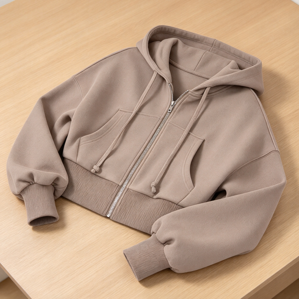 Women's Cropped Zip-Up Hoodie - Image 2