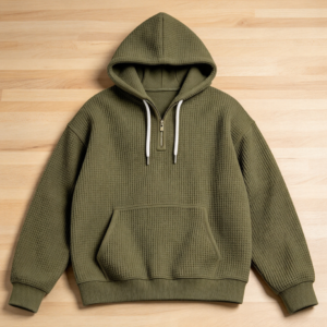 Men's Quarter-Zip Waffle Knit Hoodie