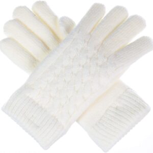 Women's Classic Cable Plush Fleece-Lined Knit Gloves