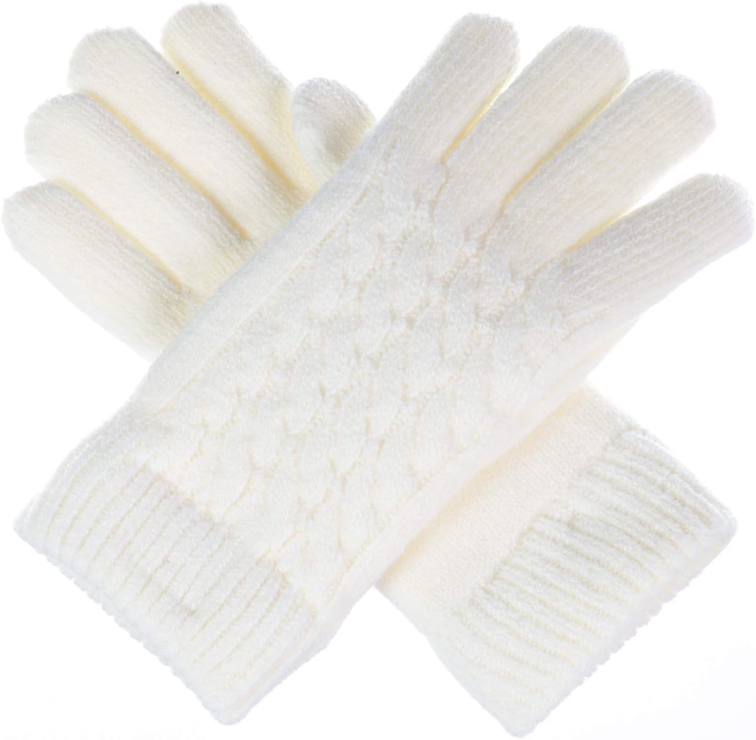 Women’s Classic Cable Plush Fleece-Lined Knit Gloves
