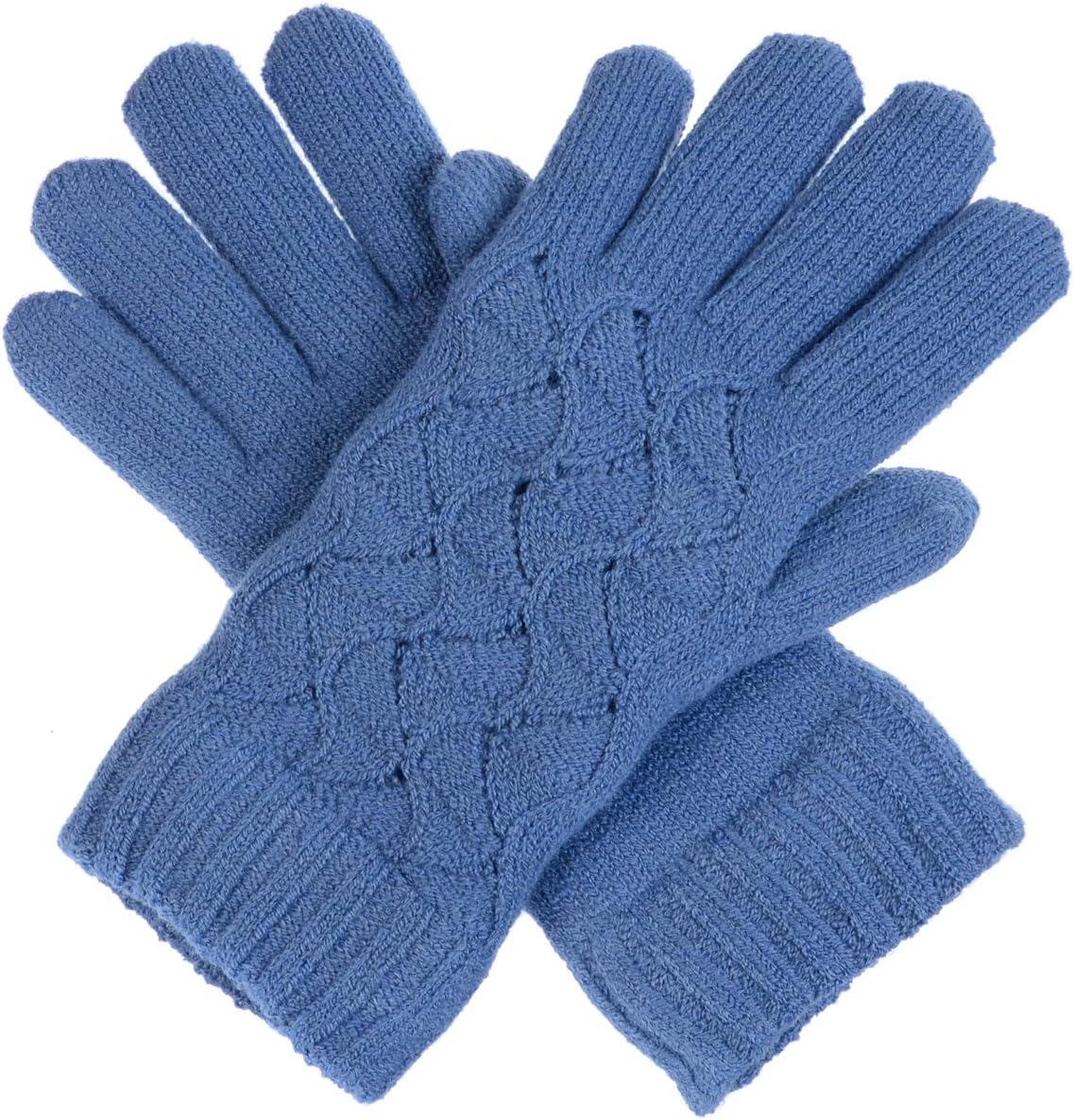 Women’s Swirl Pattern Plush Fleece-Lined Knit Gloves