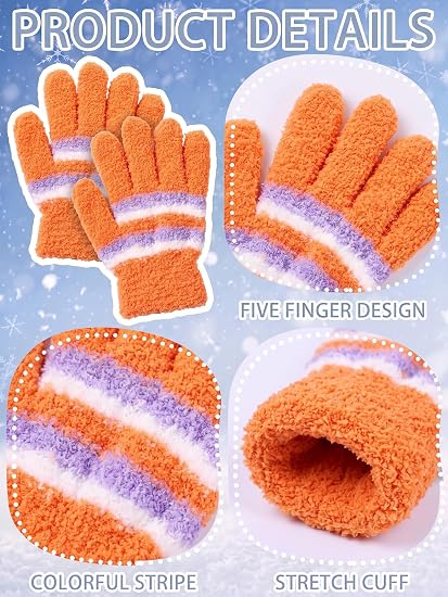 Kids' Fuzzy Stretch Full-Finger Winter Mittens - Image 2